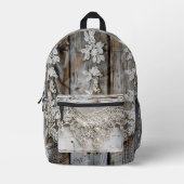 Rustiek hout en Antiek kant Bedrukte Rugzak (Voorkant)