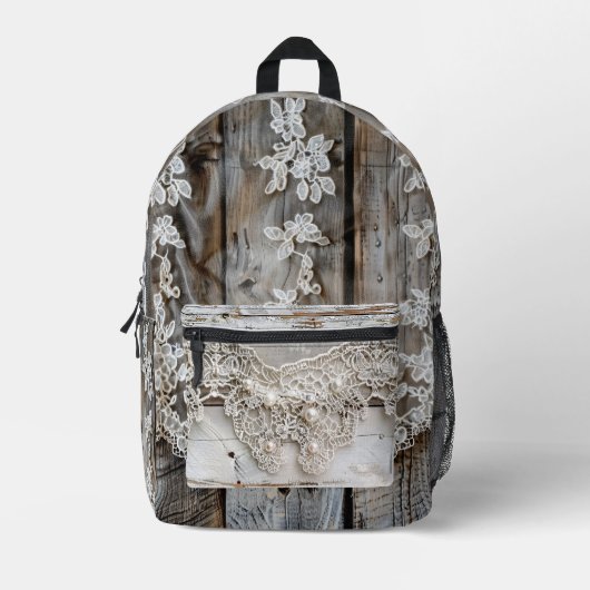 Rustiek hout en Antiek kant Bedrukte Rugzak (Voorkant)