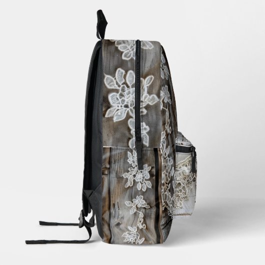 Rustiek hout en antieke kant bedrukte rugzak (Links)