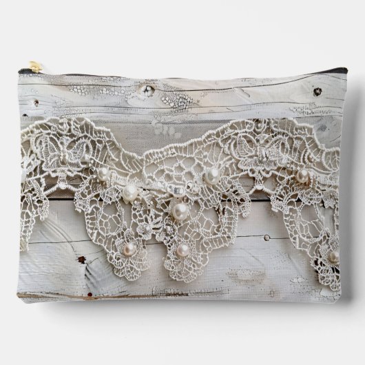 Rustiek hout en antieke kant etui (Voorkant)