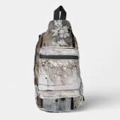 Rustiek hout en antieke kant sling bag (Voorkant)