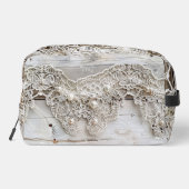 Rustiek hout en antieke kant toilettasje (Achterkant)