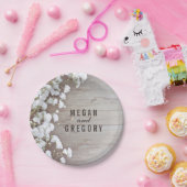 Rustiek hout en baby's adem bruiloft papieren bordje (Feest)