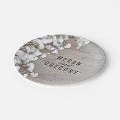 Rustiek hout en baby's adem bruiloft papieren bordje (Gekanteld)