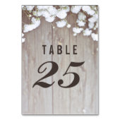 Rustiek hout en baby's adem bruiloft tafel nummer kaart (Achterkant)
