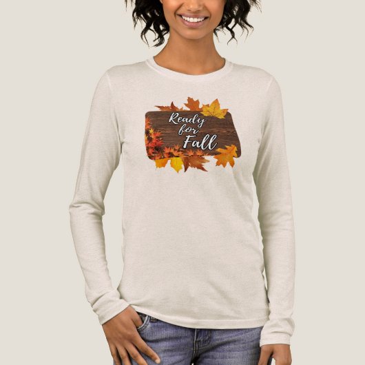 Rustiek Hout en Bladeren Herfst Lange Mouw Shirt (Voorkant)