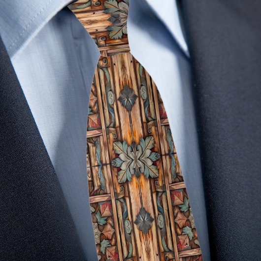 Rustiek Hout en Blauw Stropdas