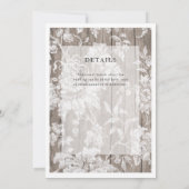 Rustiek hout en bloemen moderne bruiloft uitnodigi kaart (Achterkant)