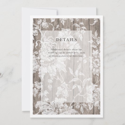 Rustiek hout en bloemen moderne bruiloft uitnodigi kaart (Achterkant)