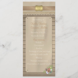 Rustiek hout en cowboy riem huwelijksprogramma programmakaart