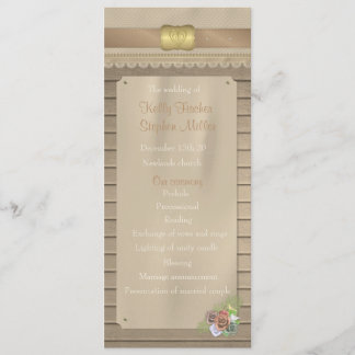 Rustiek hout en cowboy riem huwelijksprogramma programmakaart