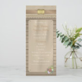 Rustiek hout en cowboy riem huwelijksprogramma programmakaart (Staand voorkant)