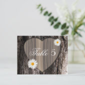 Rustiek Hout en Daisies Trouwtafel Nummer Briefkaart (Staand voorkant)