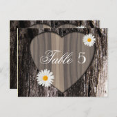 Rustiek Hout en Daisies Trouwtafel Nummer Briefkaart (Voorkant / Achterkant)