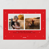 Rustiek hout en Evergreens Kerstmis Foto Folie Feestdagenkaart (Achterkant)