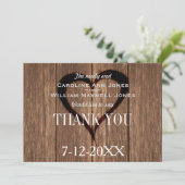 Rustiek hout en gegraveerd hart Dank u kaart (Staand voorkant)