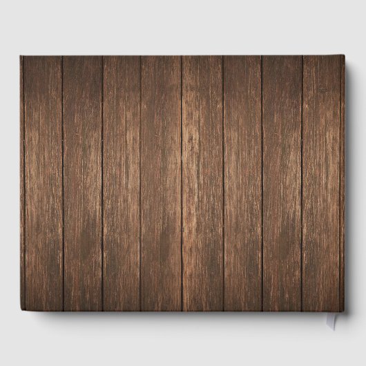 Rustiek hout en gegraveerd hart Gastenboek (Achterkant)