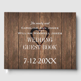 Rustiek hout en gegraveerd hart Gastenboek