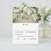 Rustiek hout en groen bruiloft RSVP (Staand voorkant)