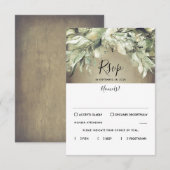Rustiek hout en groen bruiloft RSVP Kaartje (Voorkant / Achterkant)