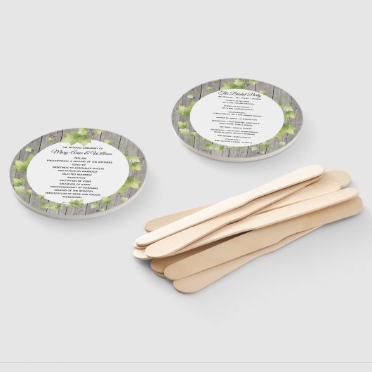 Rustiek hout en Ivy bruiloft programma Fan Handwaaier (Niet-gemonteerd)