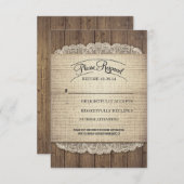 Rustiek hout en jute kant bruiloft RSVP kaarten (Voorkant / Achterkant)