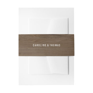 Rustiek Hout en Kant Belly Band Design Uitnodigingen Wikkel