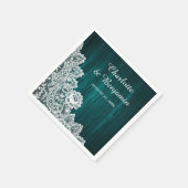 Rustiek Hout en Kant Blauwgroen Bruiloft Servetten (Hoek)