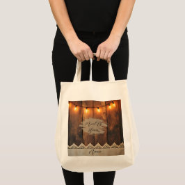 Rustiek Hout en Kant Bruidsfeestje Tote Bag