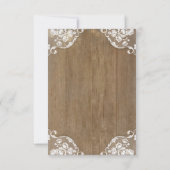 Rustiek hout en kant bruiloft RSVP Kaartje (Achterkant)