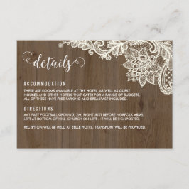 Rustiek Hout en Kant Details Kaarten