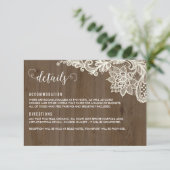 Rustiek Hout en Kant Details Kaarten (Staand voorkant)