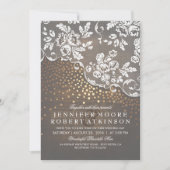 Rustiek Hout en Kant Goud Confetti Elegante bruilo Kaart (Voorkant)