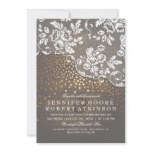 Rustiek Hout en Kant Goud Confetti Elegante bruilo