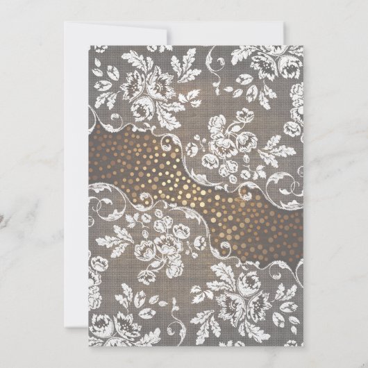 Rustiek Hout en Kant Goud Confetti Elegante bruilo Kaart (Achterkant)