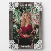 Rustiek hout en kant klasse jaar foto fotoplaat (voorkant)