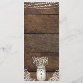 Rustiek Hout en Kant Land Bruiloft Flat Menu (Achterkant)