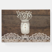 Rustiek hout en kant land bruiloft gastenboek (Achterkant)