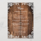 Rustiek hout en kant land bruiloft menu (Voorkant)
