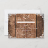 Rustiek hout en kant land bruiloft RSVP kaartje (Voorkant)