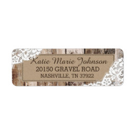 Rustiek Hout en Kant Land Western Bruiloft Label