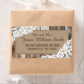 Rustiek Hout en Kant Land Western Bruiloft Label (Insitu)