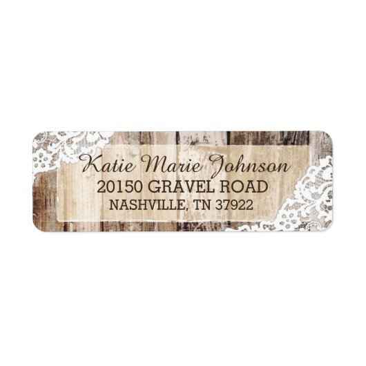 Rustiek Hout en Kant Land Western Bruiloft Label (Voorkant)