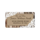 Rustiek Hout en Kant Land Western Bruiloft Label (Voorkant)