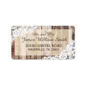 Rustiek Hout en Kant Land Western Bruiloft Label (Voorkant)