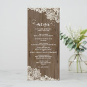 Rustiek Hout en Kant Menu (Staand voorkant)