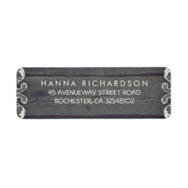 Rustiek hout en kant rand bruiloft etiket