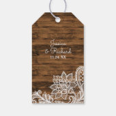 Rustiek hout en kant | Trouwgunst Dank u Cadeaulabel (Achterkant)