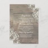 Rustiek Hout en Kant Trouwinformatie Details Informatiekaartje (Voorkant / Achterkant)