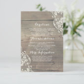 Rustiek Hout en Kant Trouwinformatie Details Informatiekaartje (Staand voorkant)